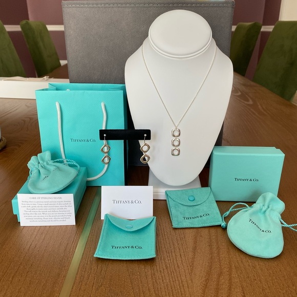 Tiffany & Co. Jewelry - Retired Elsa Peretti Tiffany & Co.Triple Square Necklace & Earrings Bundle